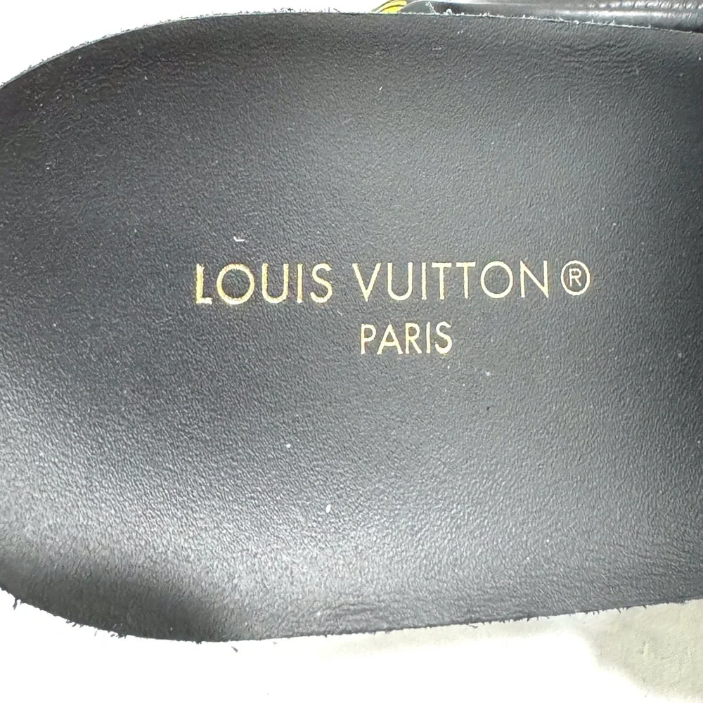 LOUIS VUITTON Black Leather Luxembourg Samothrace Men's Sneakers 8UK 9US - Picture 11 of 17